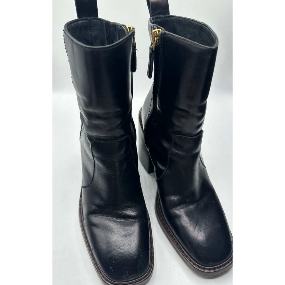 TORY BURCH HEELED ANKLE ZIP UP SIERRA ANTIK PERFECT BLACK BOOTIES SIZE US 7.5 - Picture 7 of 7